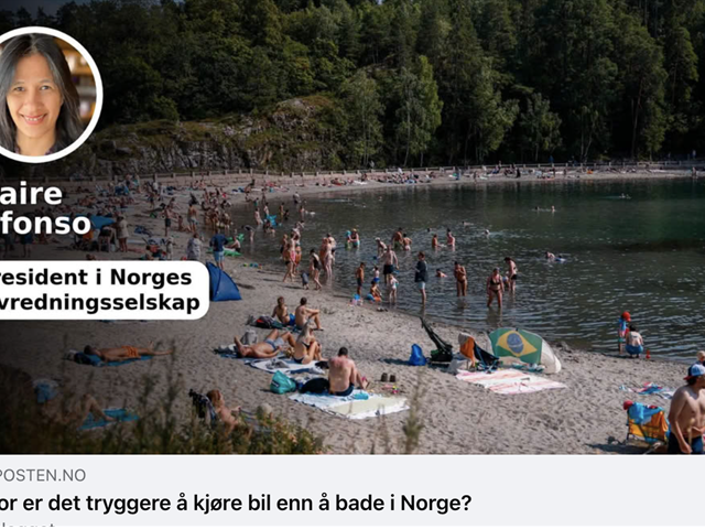 NLS i Aftenposten: Hvorfor er det tryggere å kjøre bil enn å bade?
